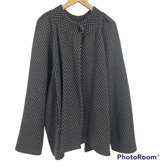 Stella McCartney wool cashmere chevron dolman jacket 42 grey blue - Picture 1 of 10